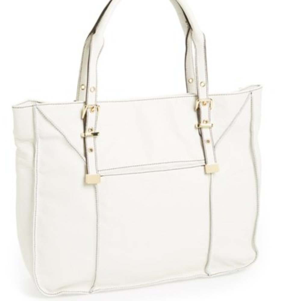 New Bag Leather Satchel Shopper Tote WHITE HandBag Purse NWT - Picture 1 of 16